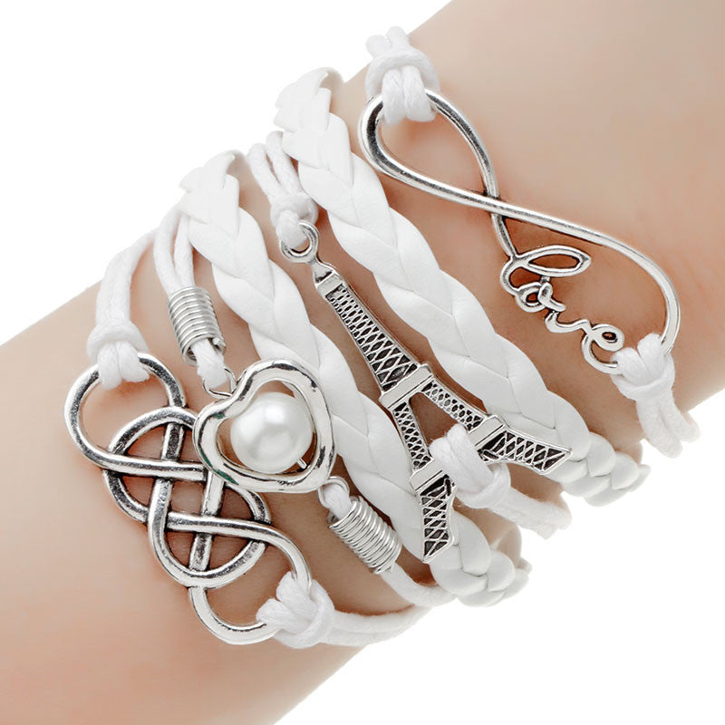 Vintage Leather Wrap Charm Bracelet