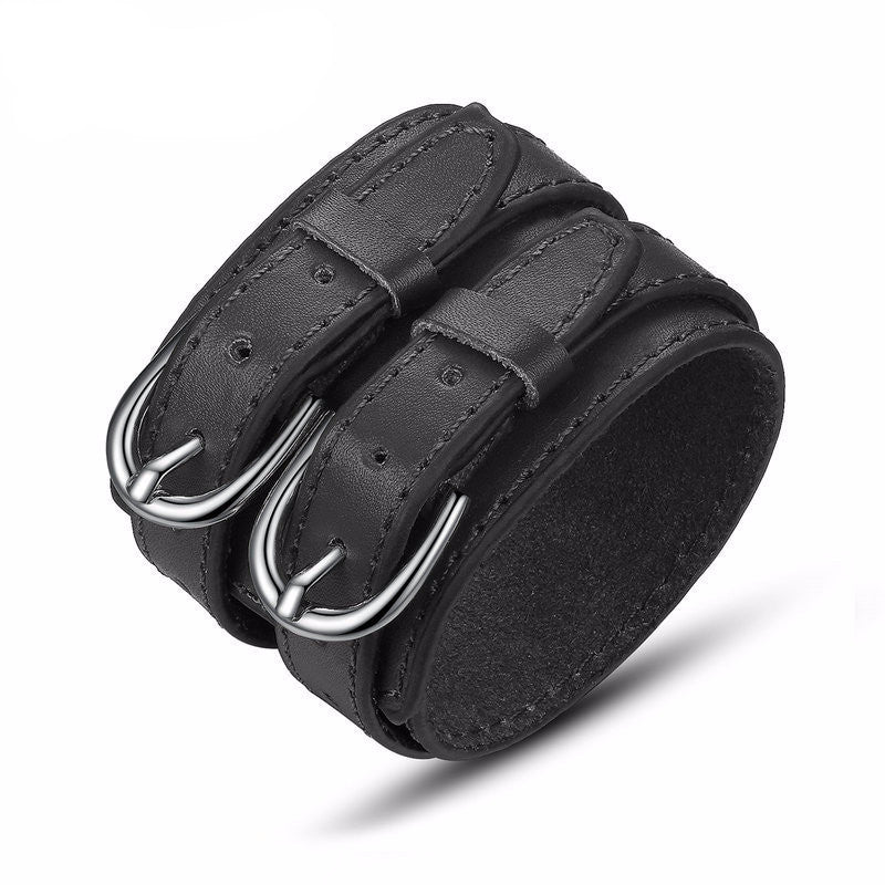 Punk Double Leather Belt Bracelet