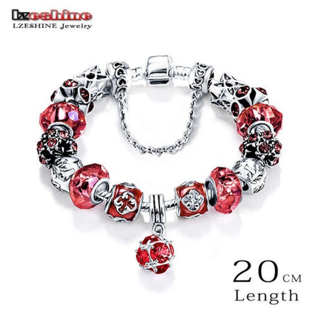 Antique Glass Charm Bracelet
