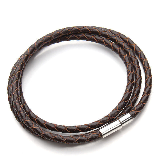 Leather Braided Bracelet w/ Magnetic Clasp
