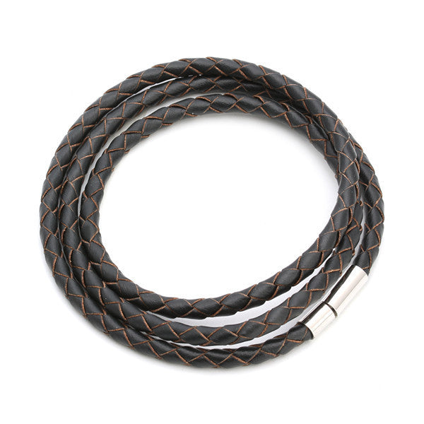Leather Braided Bracelet w/ Magnetic Clasp