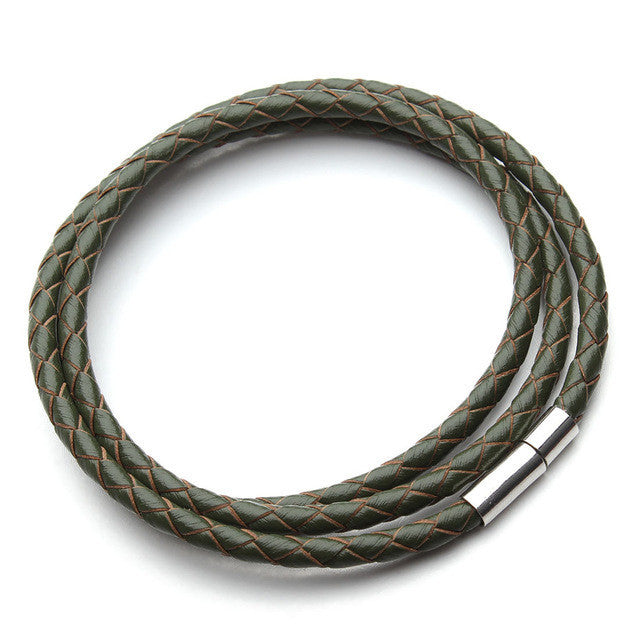 Leather Braided Bracelet w/ Magnetic Clasp