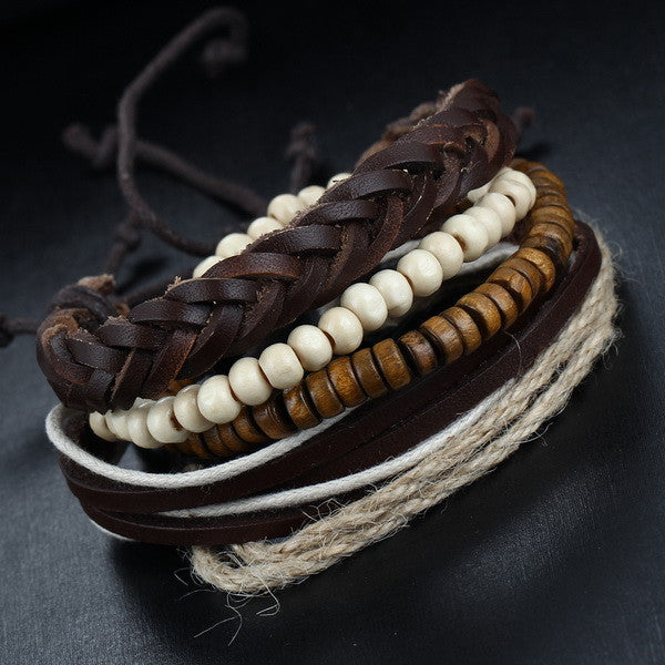 Layered Wood Beads Bracelet