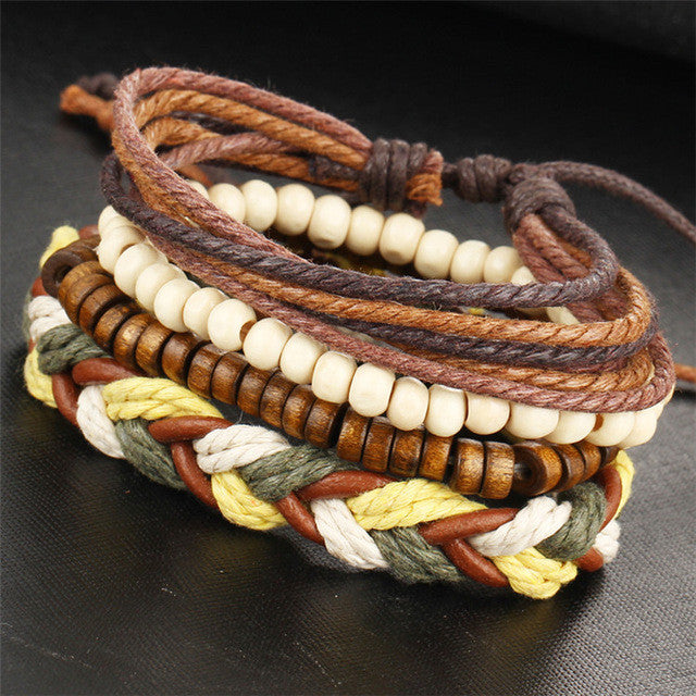Layered Wood Beads Bracelet