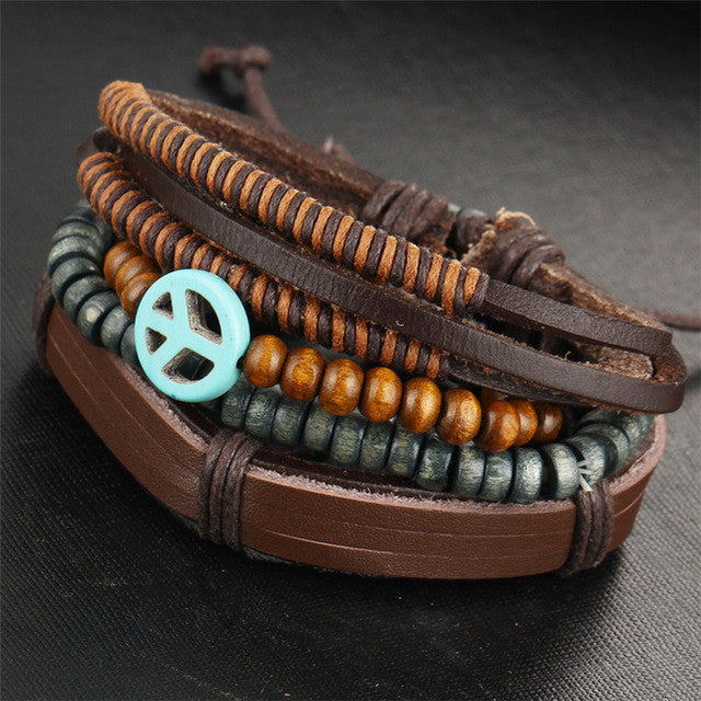 Layered Wood Beads Bracelet