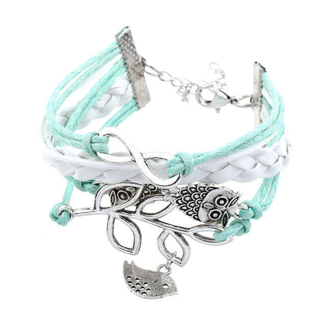Vintage Leather Wrap Charm Bracelet
