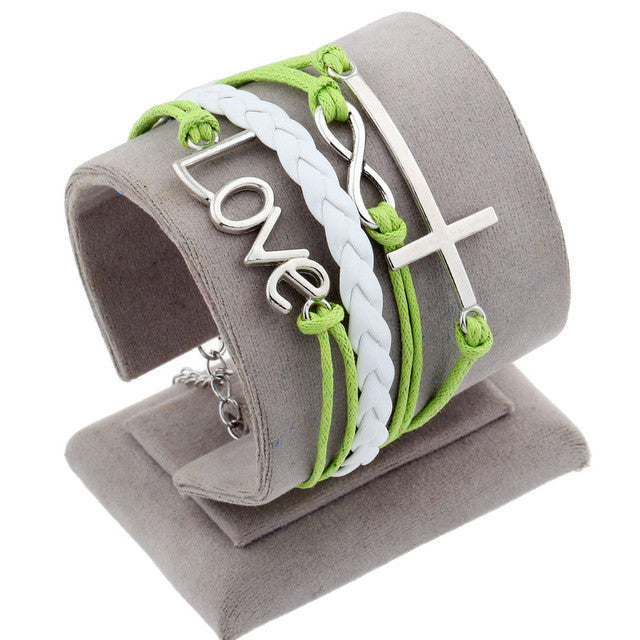 Vintage Leather Wrap Charm Bracelet