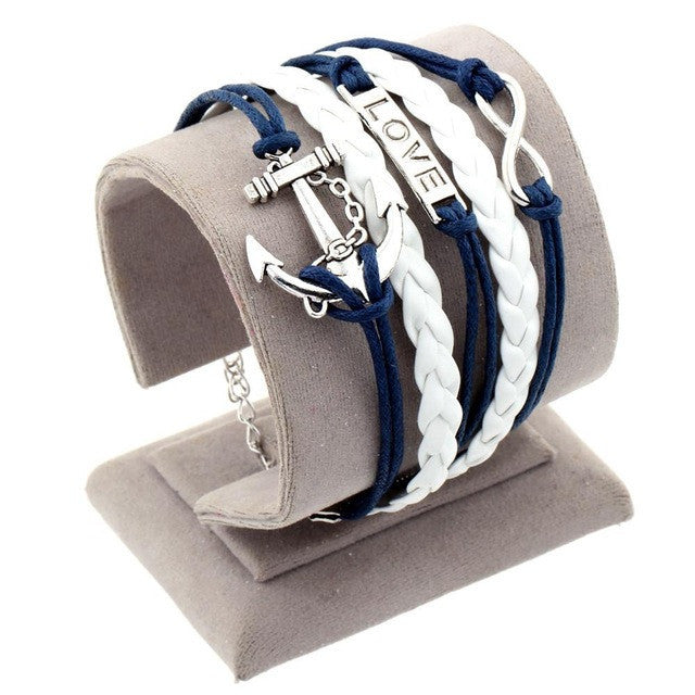 Vintage Leather Wrap Charm Bracelet