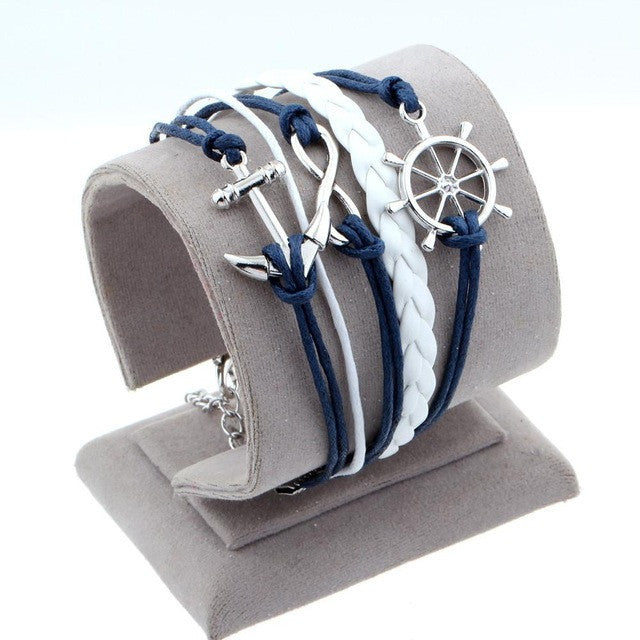 Vintage Leather Wrap Charm Bracelet