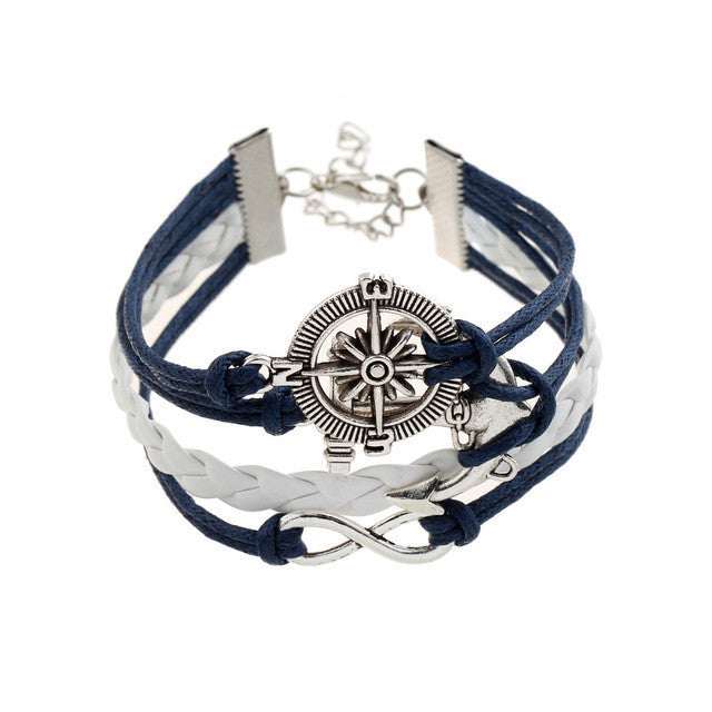 Vintage Leather Wrap Charm Bracelet