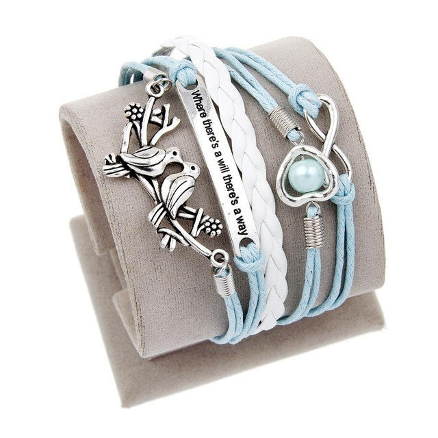 Vintage Leather Wrap Charm Bracelet