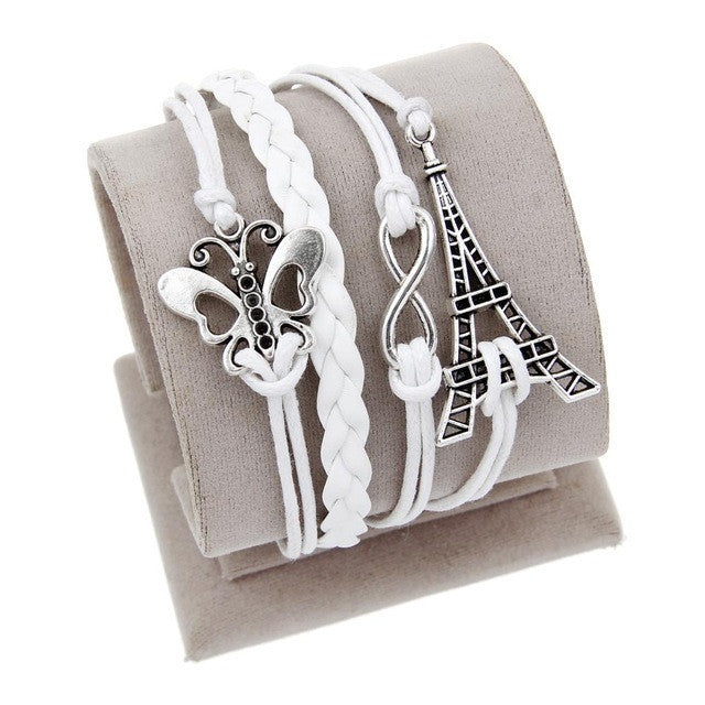 Vintage Leather Wrap Charm Bracelet