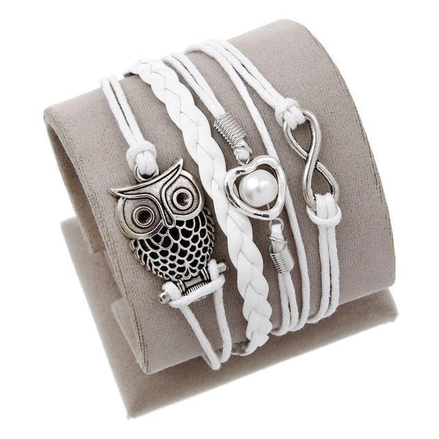 Vintage Leather Wrap Charm Bracelet
