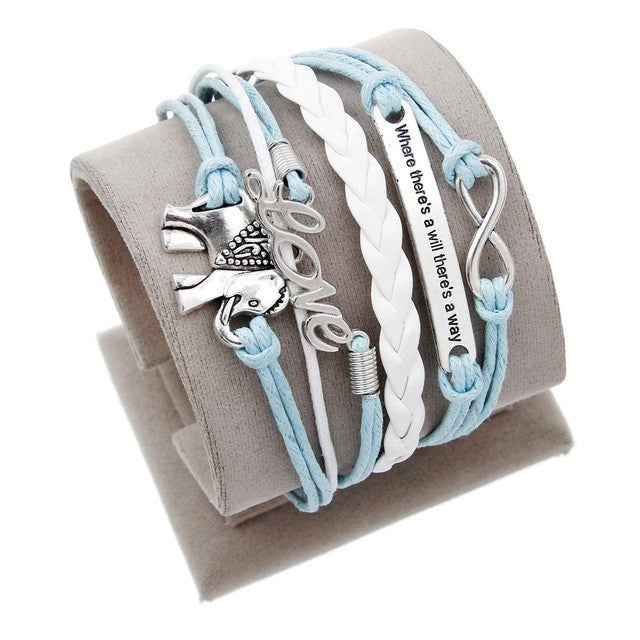 Vintage Leather Wrap Charm Bracelet
