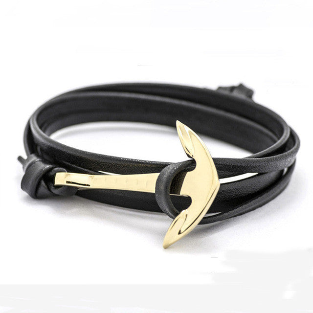Leather Style Anchor Bracelet