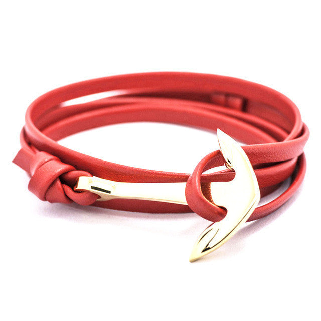 Leather Style Anchor Bracelet