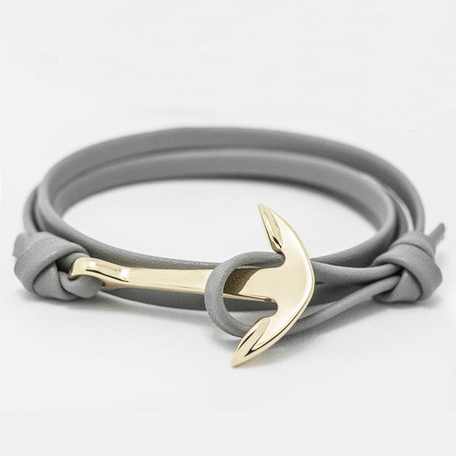 Leather Style Anchor Bracelet