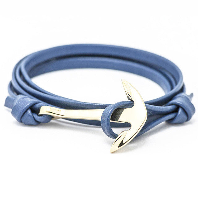 Leather Style Anchor Bracelet