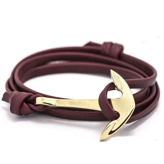 Leather Style Anchor Bracelet