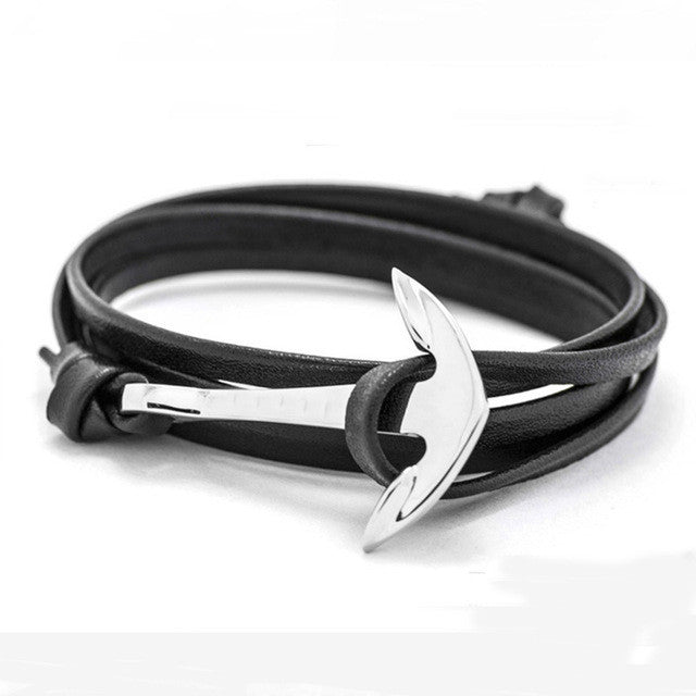 Leather Style Anchor Bracelet