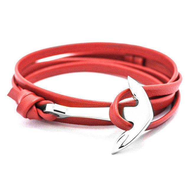 Leather Style Anchor Bracelet