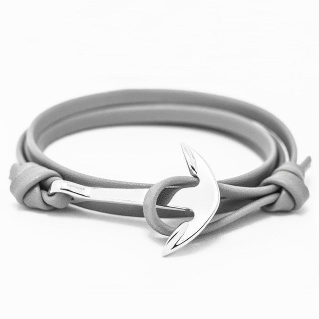 Leather Style Anchor Bracelet