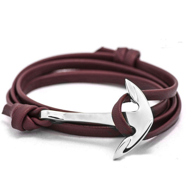 Leather Style Anchor Bracelet
