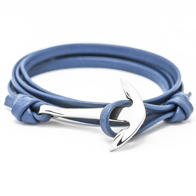 Leather Style Anchor Bracelet