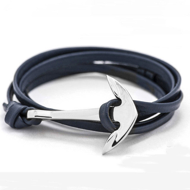 Leather Style Anchor Bracelet