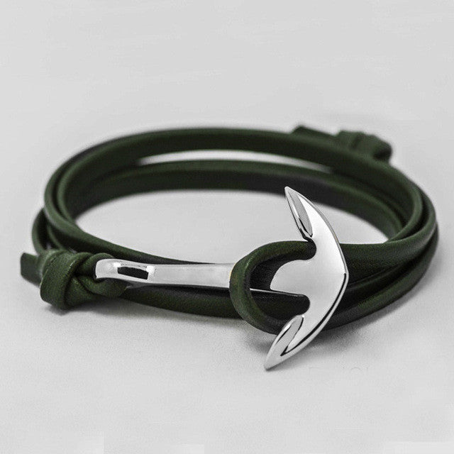 Leather Style Anchor Bracelet