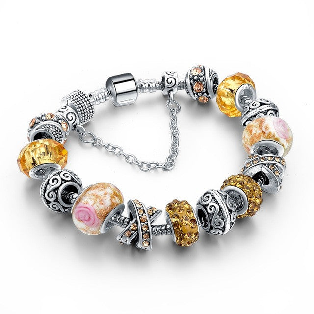European Glass Bead Bracelet