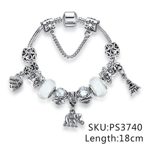 Antique DIY Crystal Charm Bracelet