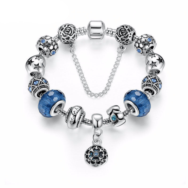 Silver Snake Chain Charm Bracelet