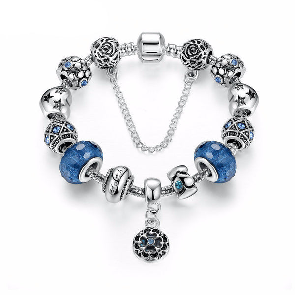 Silver Snake Chain Charm Bracelet