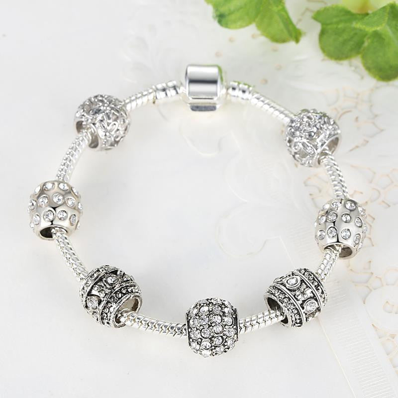 Silver Crystal Beads Bracelet