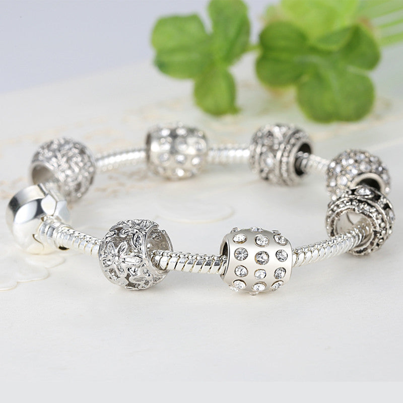Silver Crystal Beads Bracelet