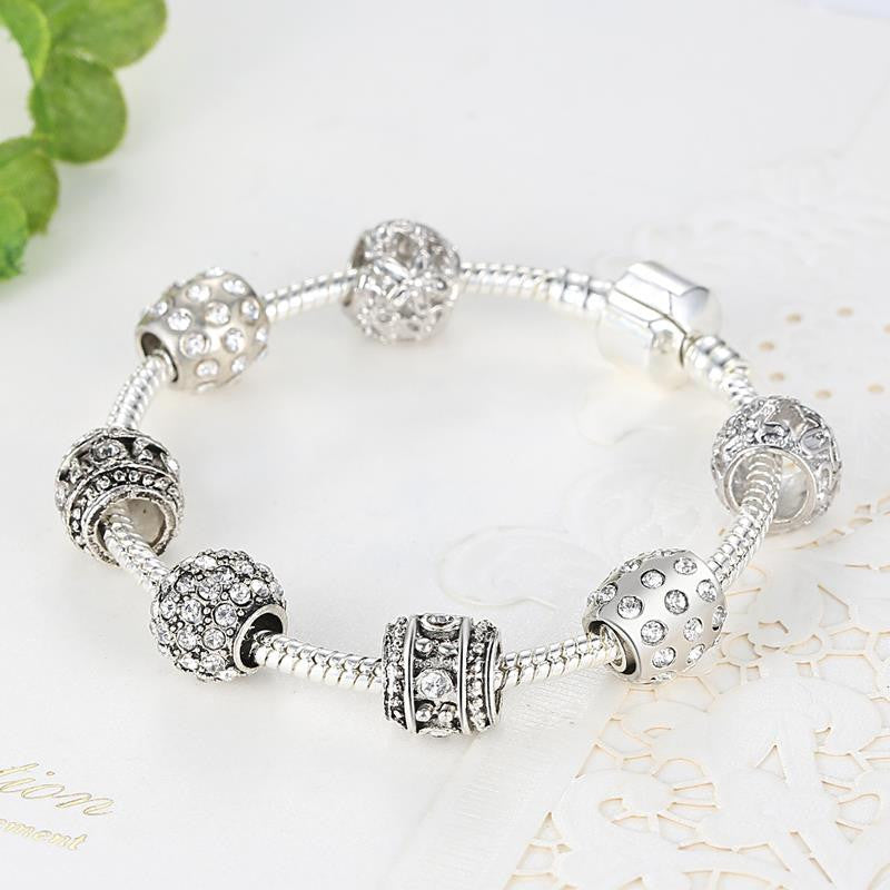 Silver Crystal Beads Bracelet