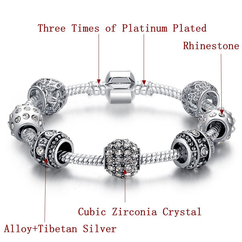 Silver Crystal Beads Bracelet