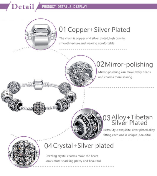 Silver Crystal Beads Bracelet