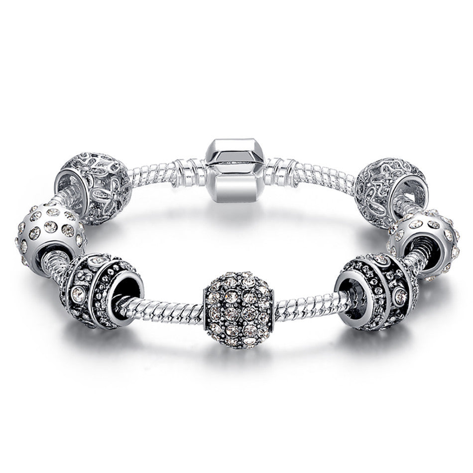 Silver Crystal Beads Bracelet