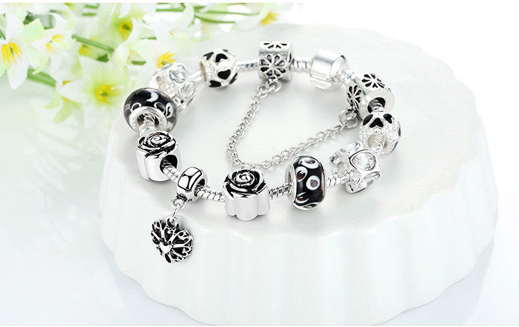 4-Color Silver Charm Bracelet