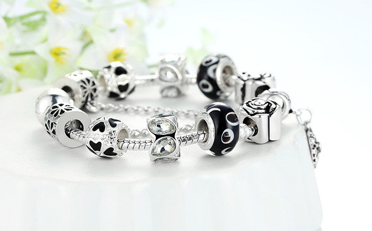 4-Color Silver Charm Bracelet