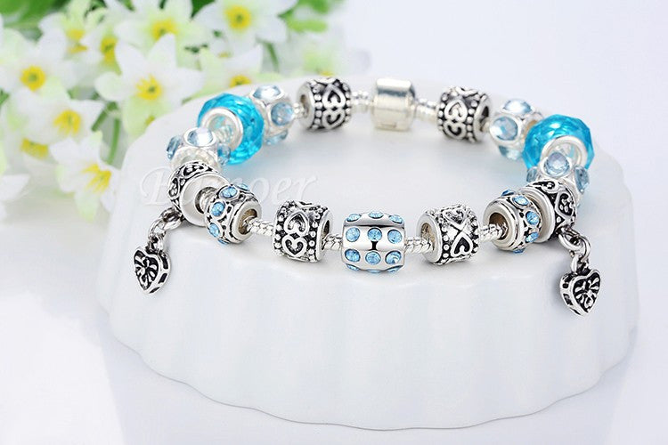 Blue Murano Silver Glass Bracelet