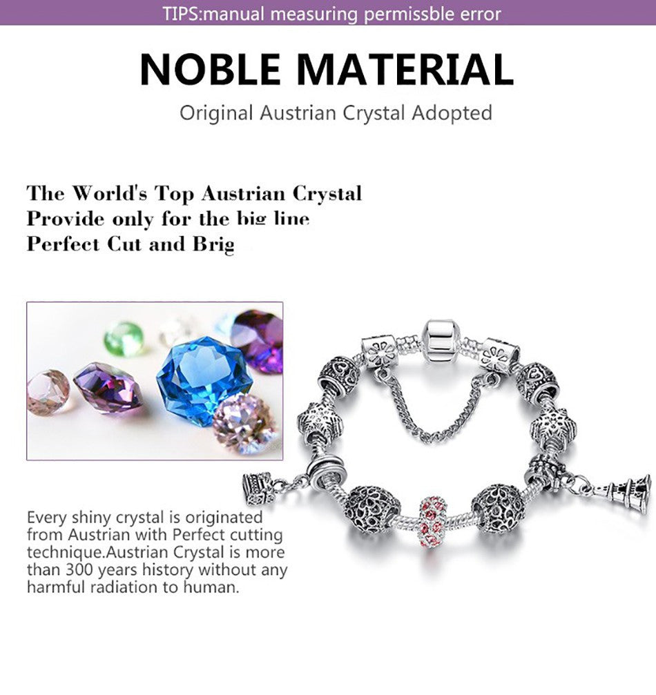 Antique DIY Crystal Charm Bracelet