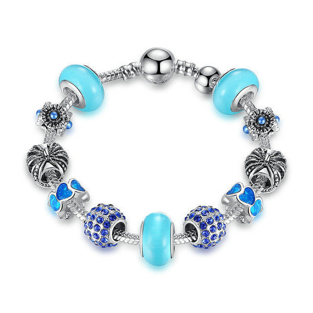White Royal Beads Silver Bracelet