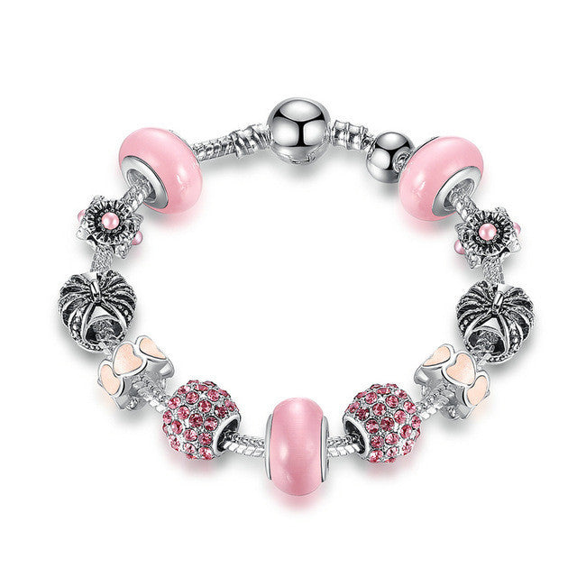 White Royal Beads Silver Bracelet