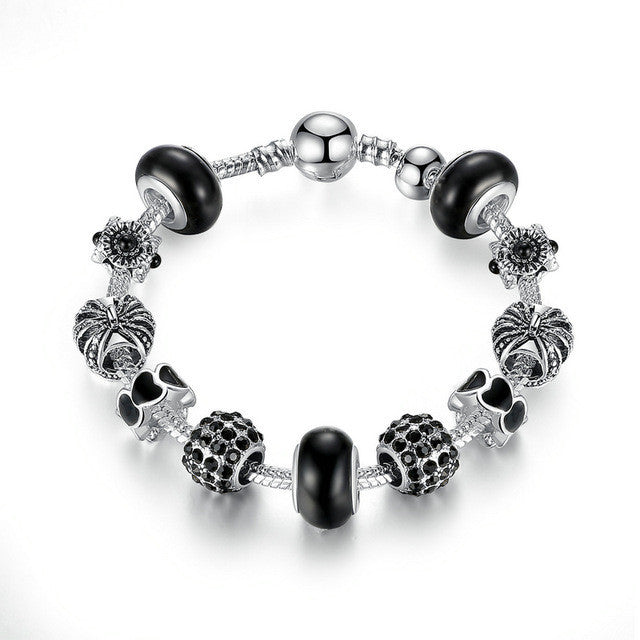 White Royal Beads Silver Bracelet