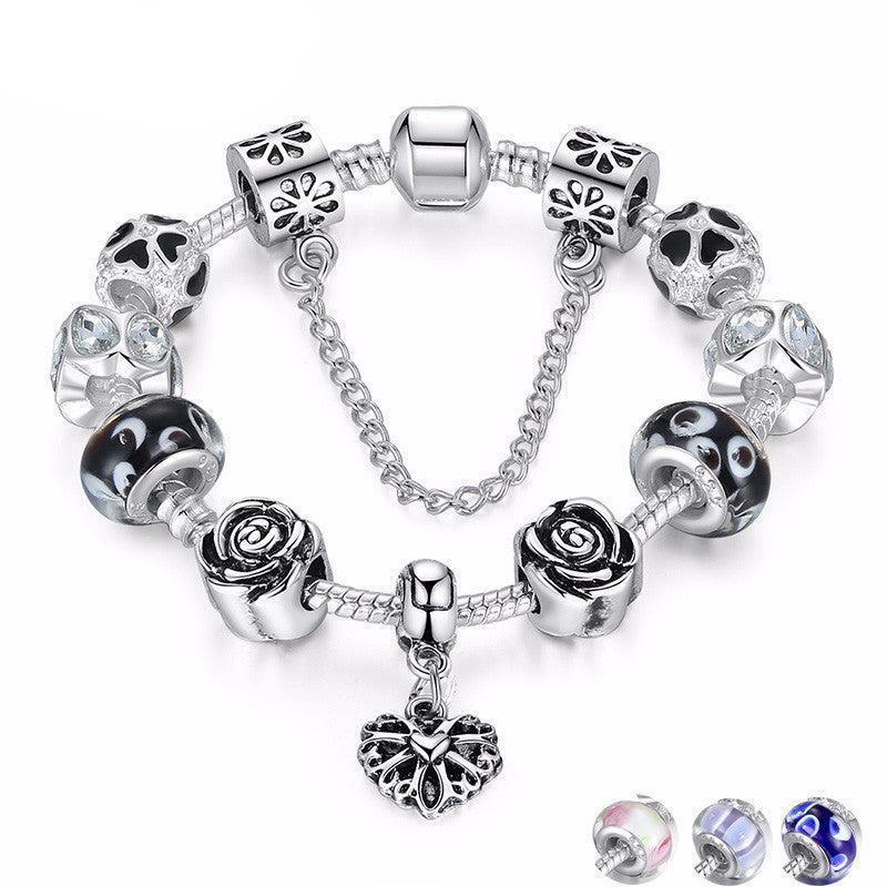4-Color Silver Charm Bracelet