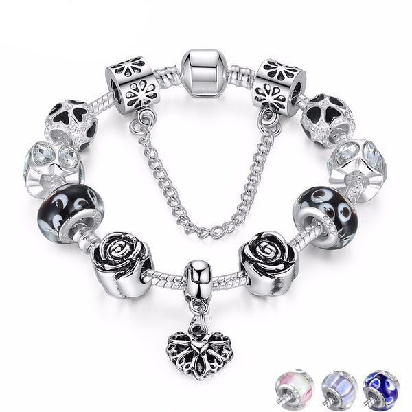 4-Color Silver Charm Bracelet