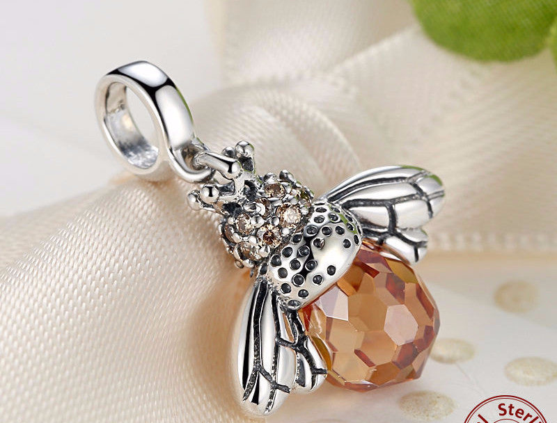 Orange & Silver Bee Pendants